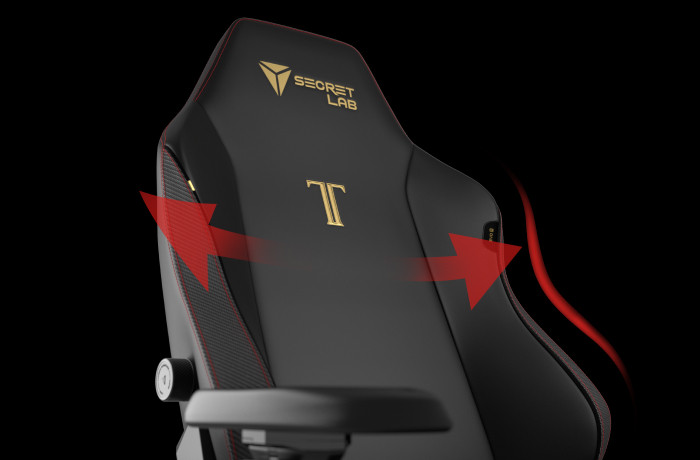 Backrest of the Secretlab TITAN Evo chair depicting the curved side wings of the chair